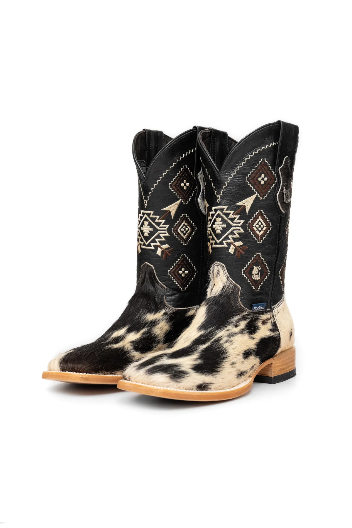 Aztec Cowhide Square Toe Cowboy Boot Size 8 Box WM24