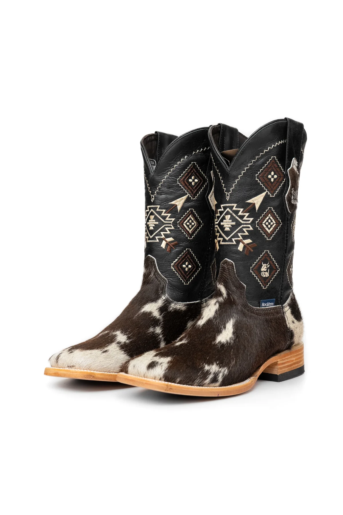 Aztec Cowhide Square Toe Cowboy Boot Size 8 Box WM25