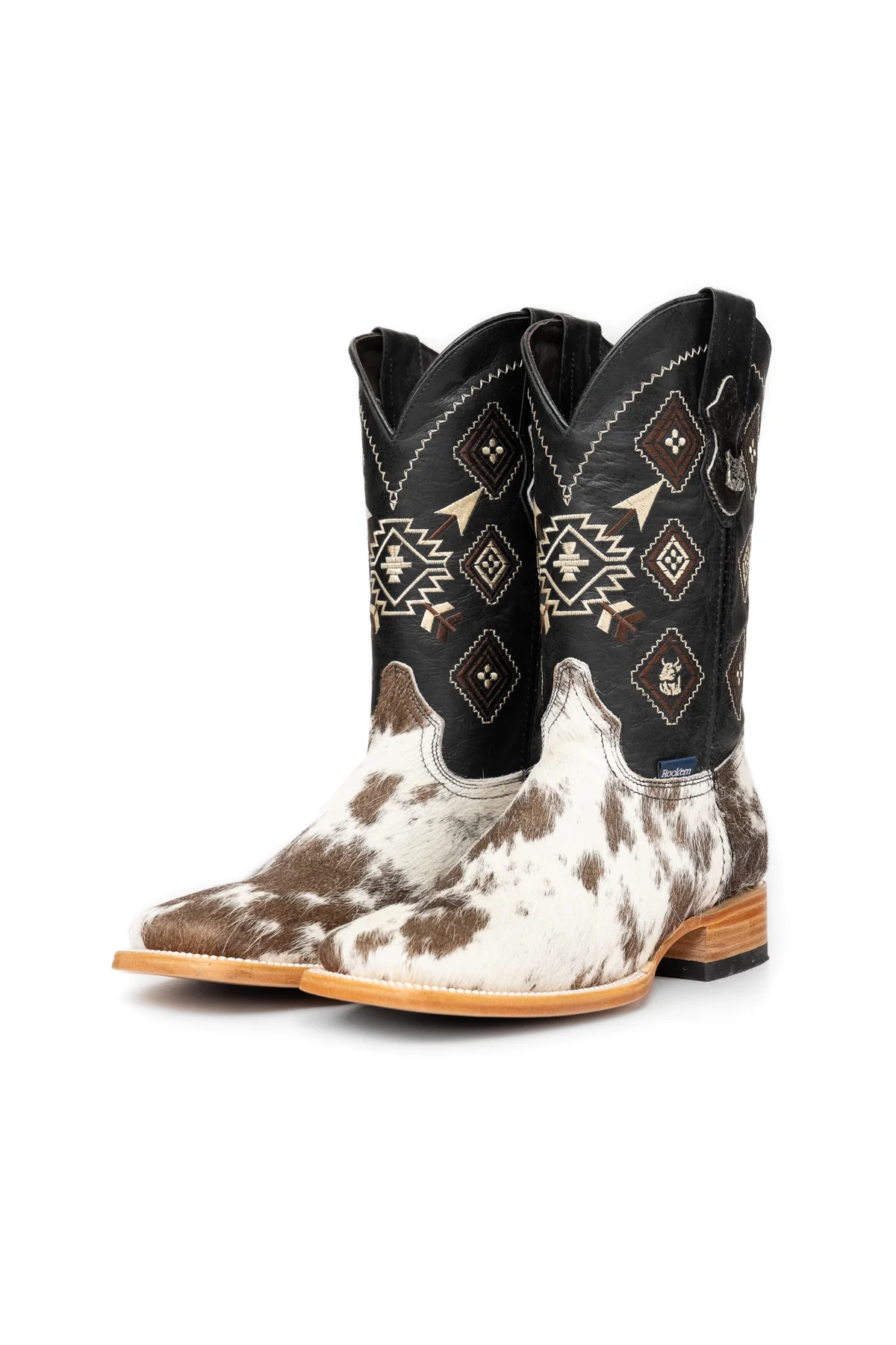 Aztec Cowhide Square Toe Cowboy Boot Size 9 Box WM36