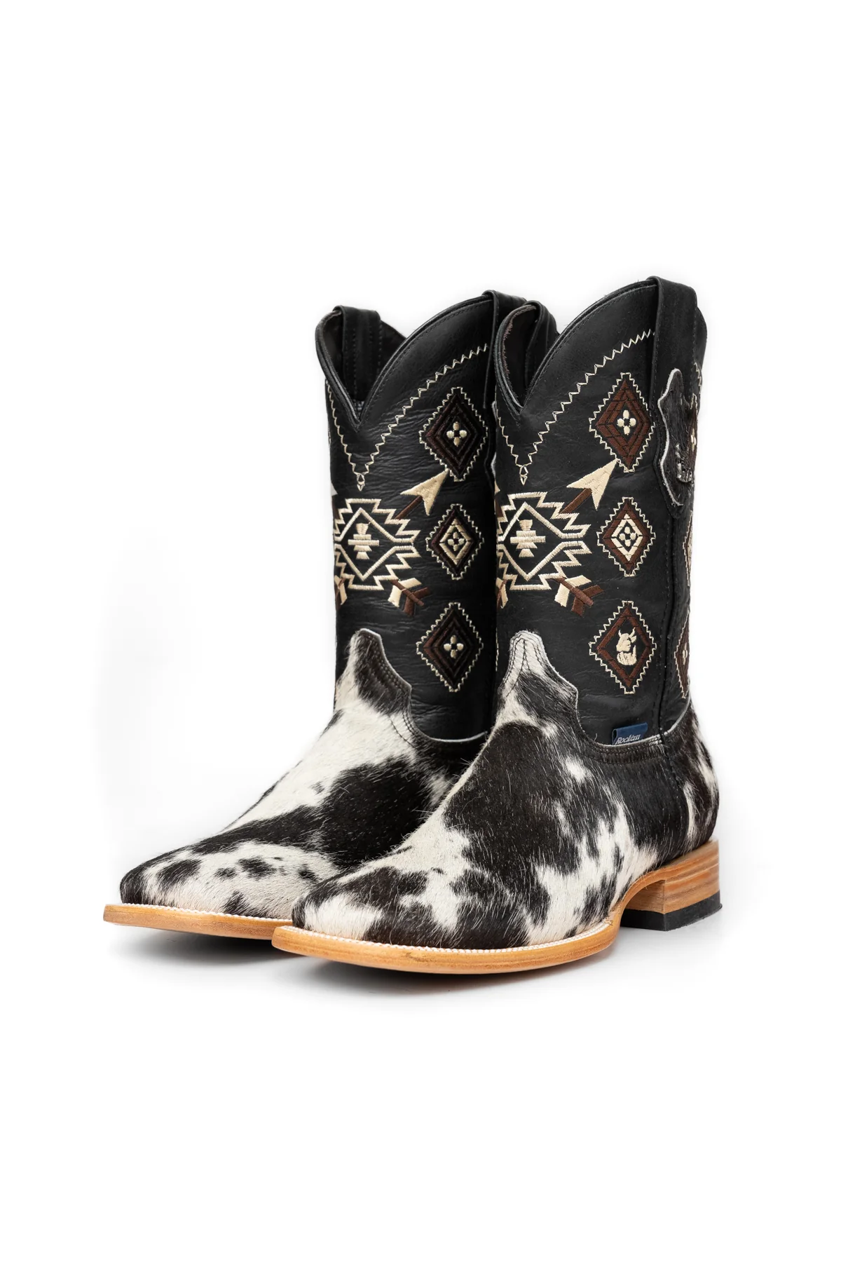 Aztec Cowhide Square Toe Cowboy Boot Size 9 Box WM37