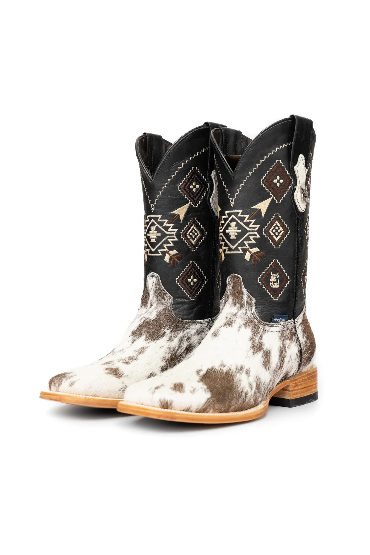 Aztec Cowhide Square Toe Cowboy Boot Size 9 Box WM38