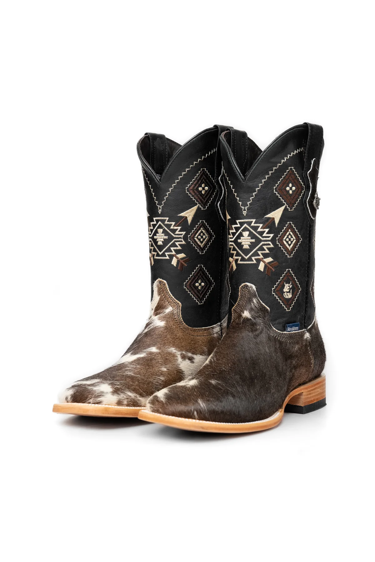 Aztec Cowhide Square Toe Cowboy Boot Size 9 Box WM42