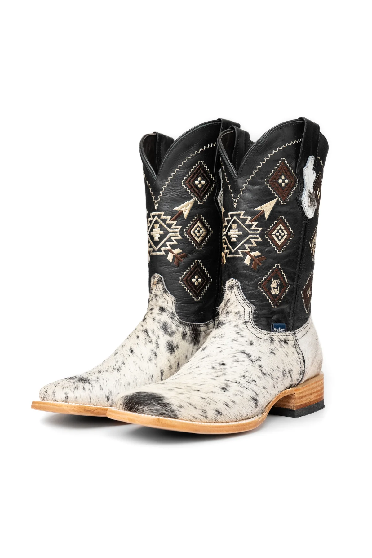 Aztec Cowhide Square Toe Cowboy Boot Size 9 Box WM43