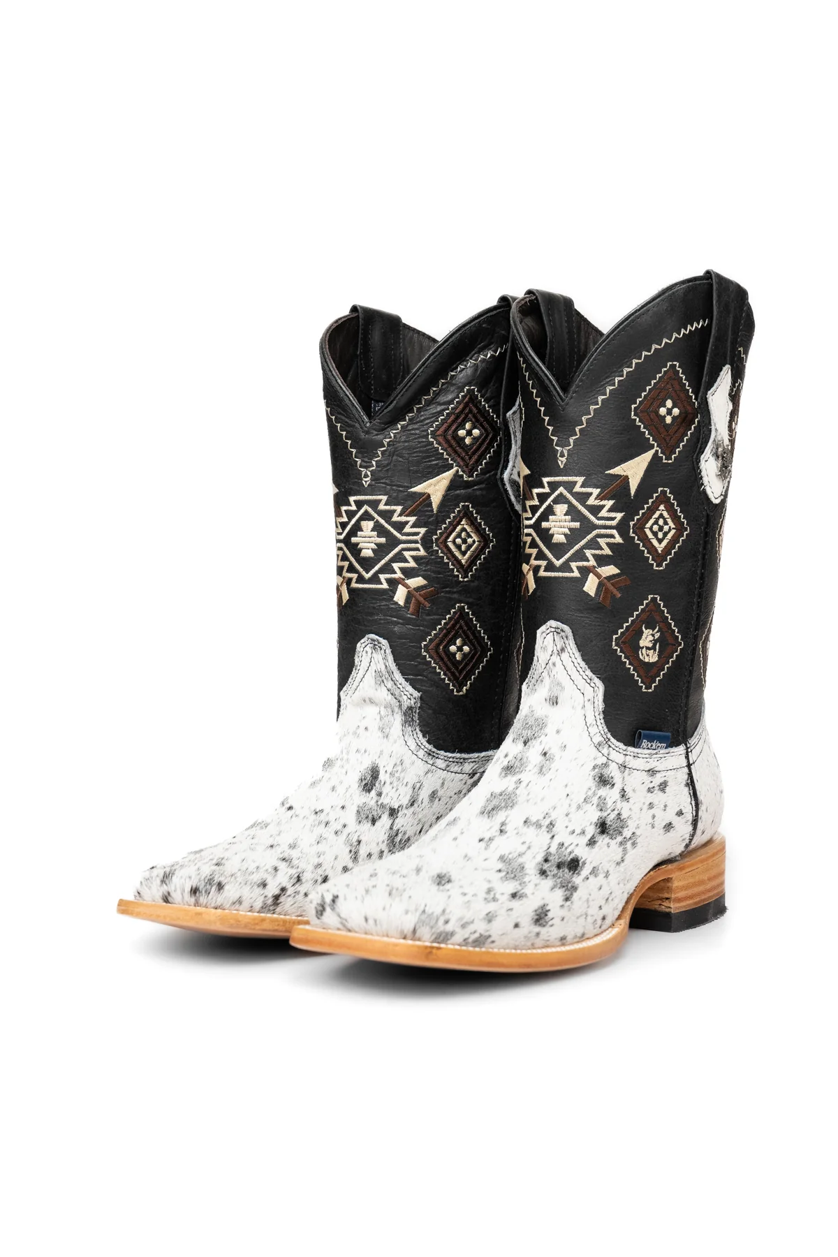 Aztec Cowhide Square Toe Cowboy Boot Size 9 Box WM46