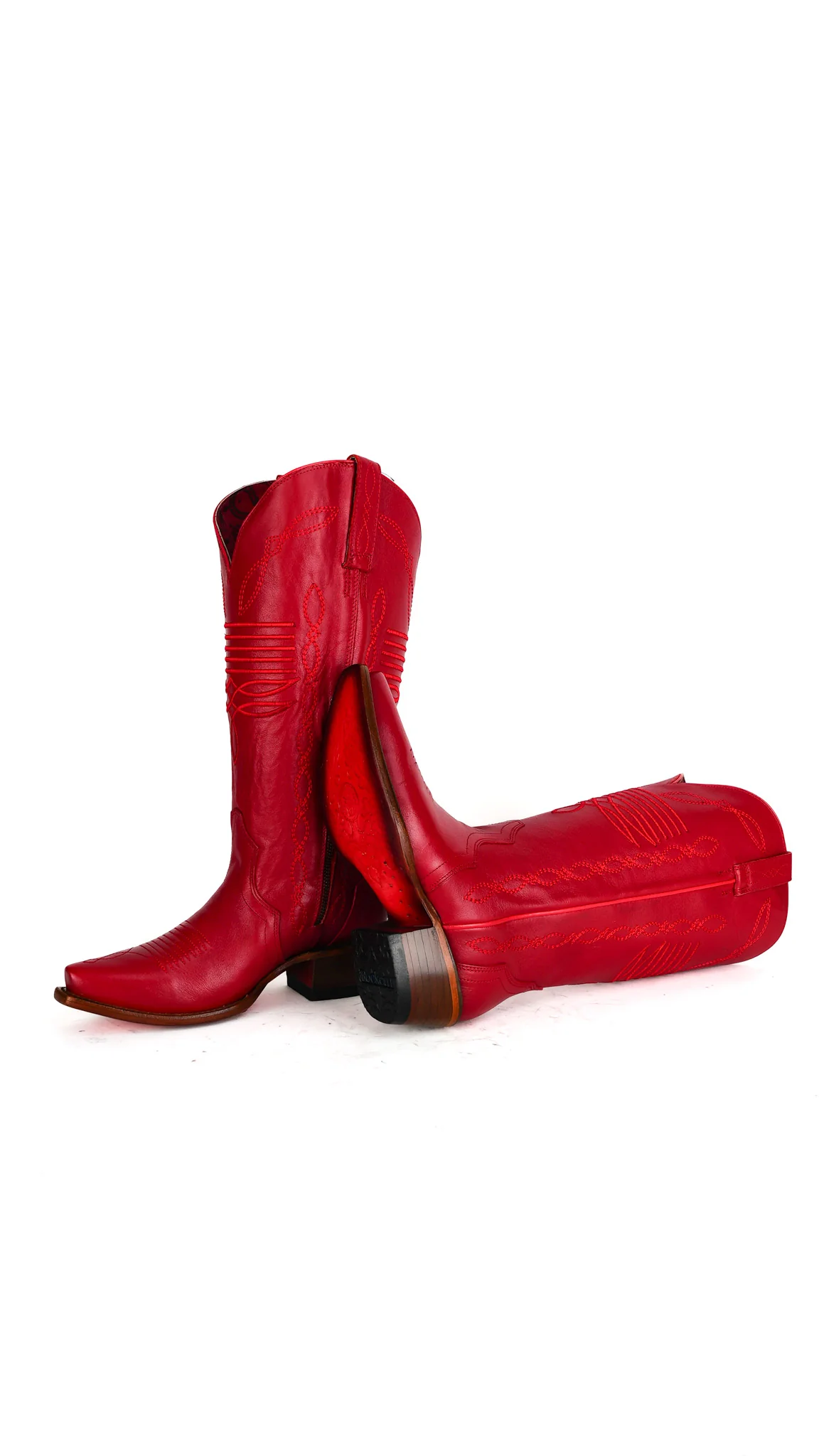 Dalia Midi Red Bottom Wide Calf Snip Toe Cowgirl Boot - Image 9