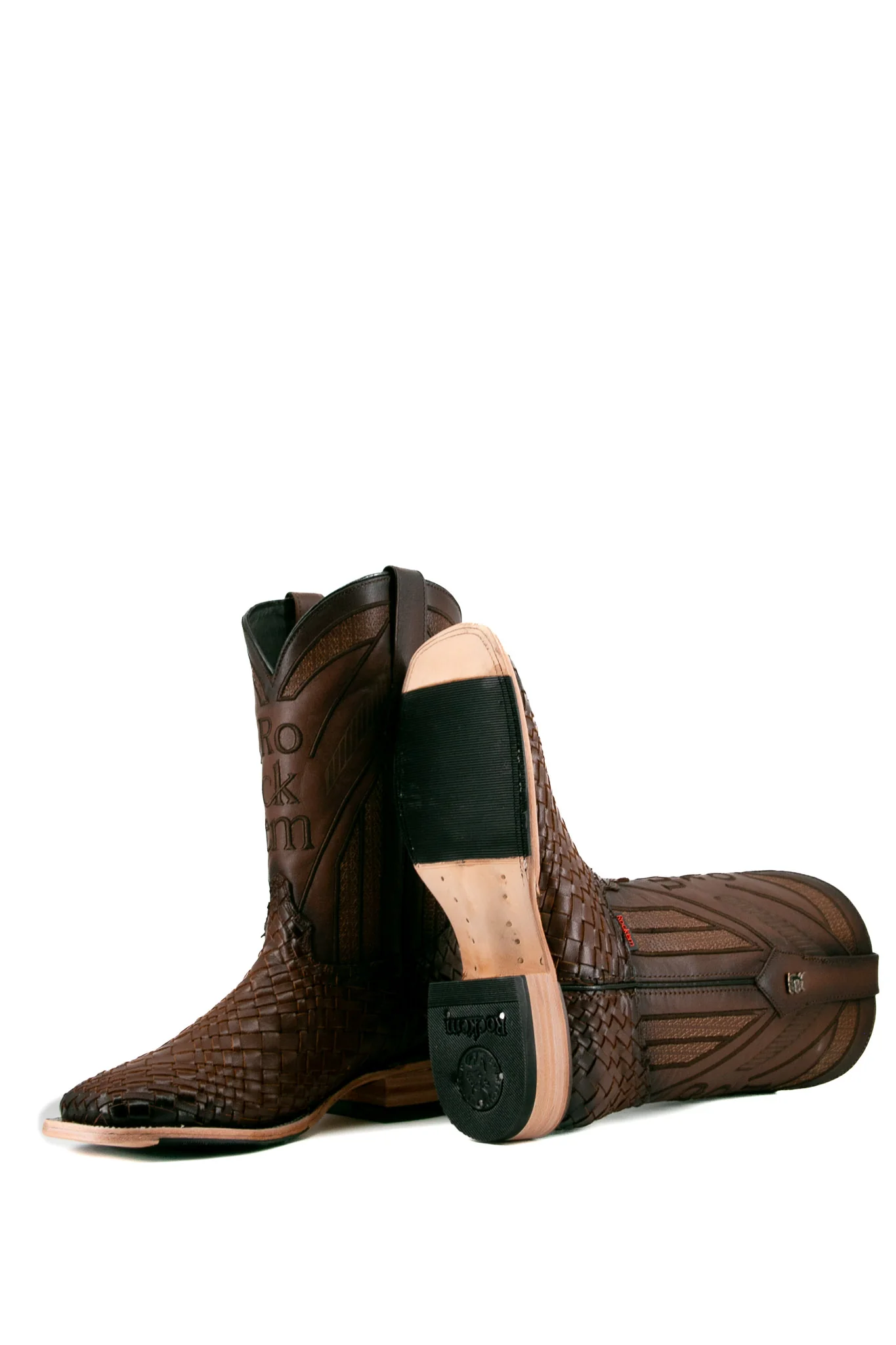 Basketweave Square Toe Cowboy Boot - Image 4