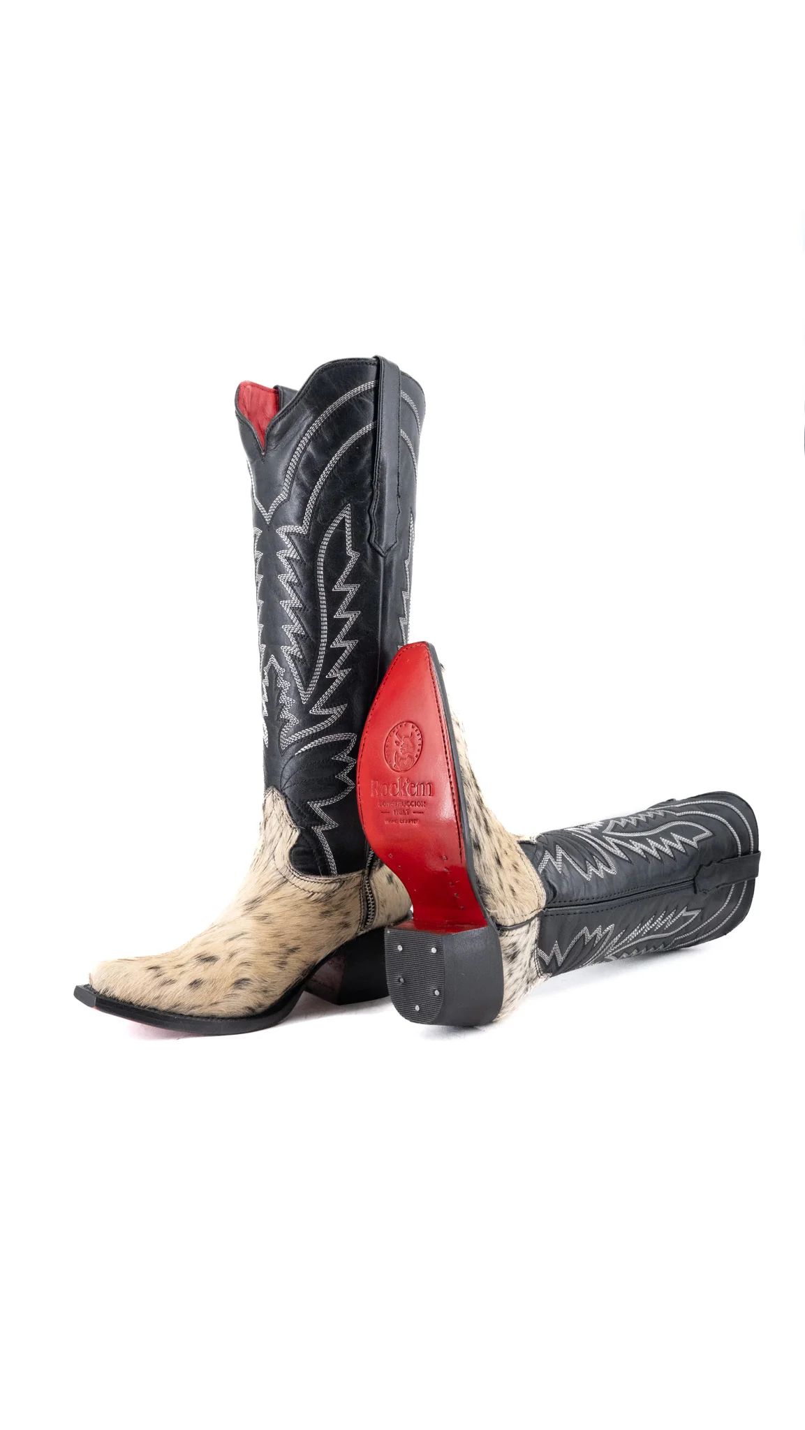 Bianca Tall Red Bottom Cowhide Snip Toe Cowgirl Boot Size 5.5 Box CW2 - Image 2
