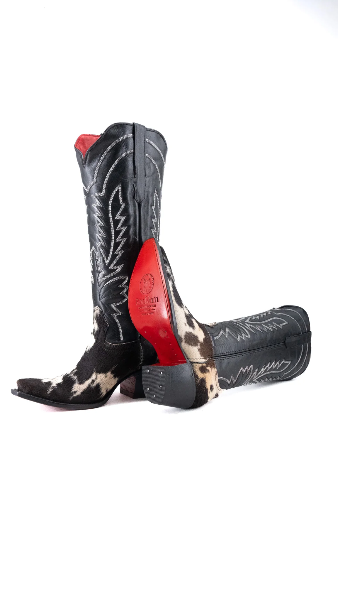 Bianca Tall Red Bottom Cowhide Snip Toe Cowgirl Boot Size 8.5 Box CW17 - Image 2