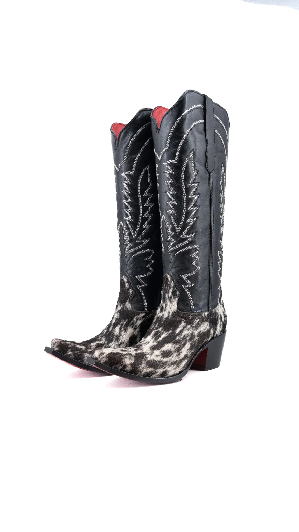 Bianca Tall Red Bottom Cowhide Snip Toe Cowgirl Boot Size 8 Box CW12