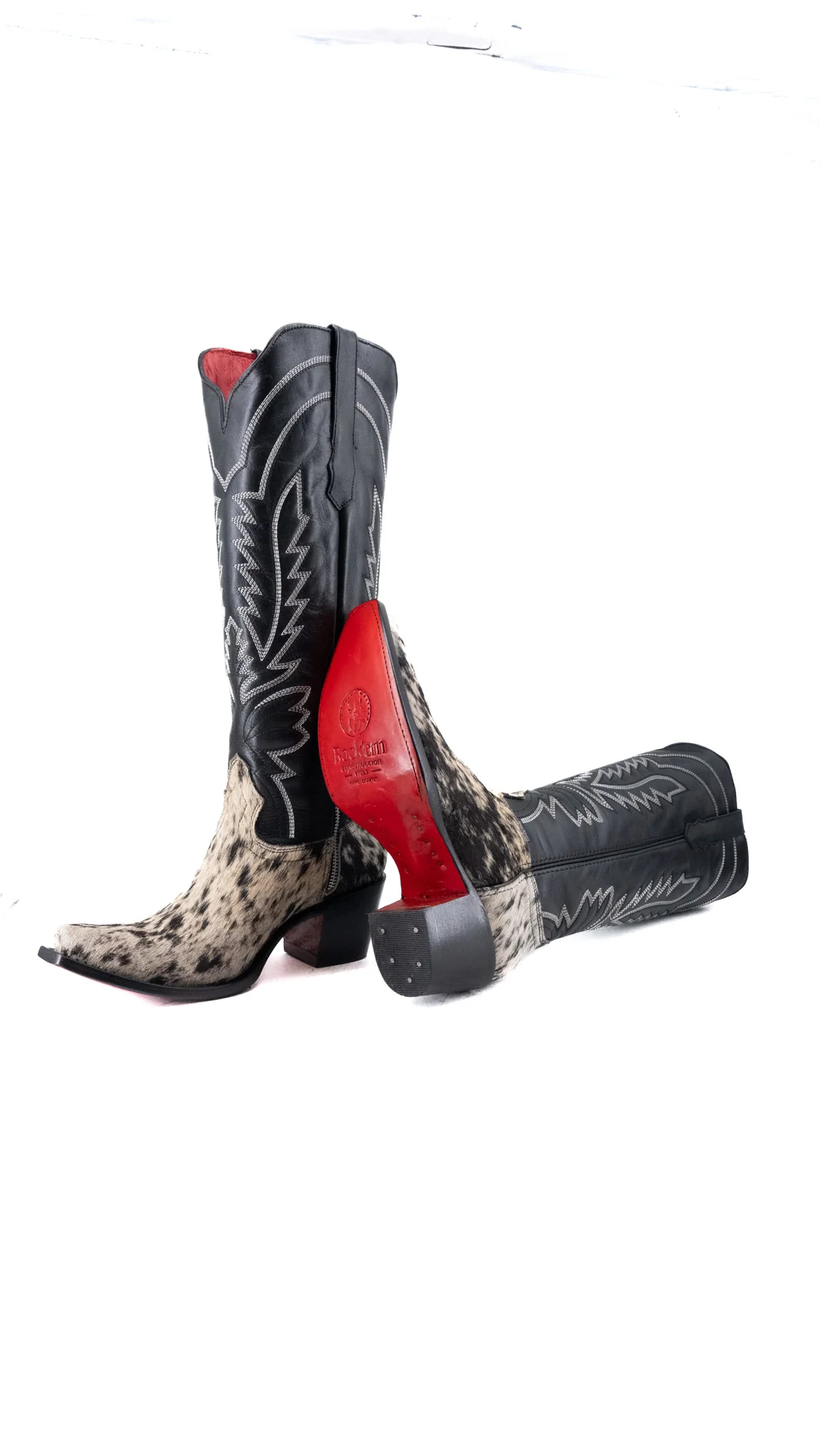 Bianca Tall Red Bottom Cowhide Snip Toe Cowgirl Boot Size 9 Box CW20 - Image 2