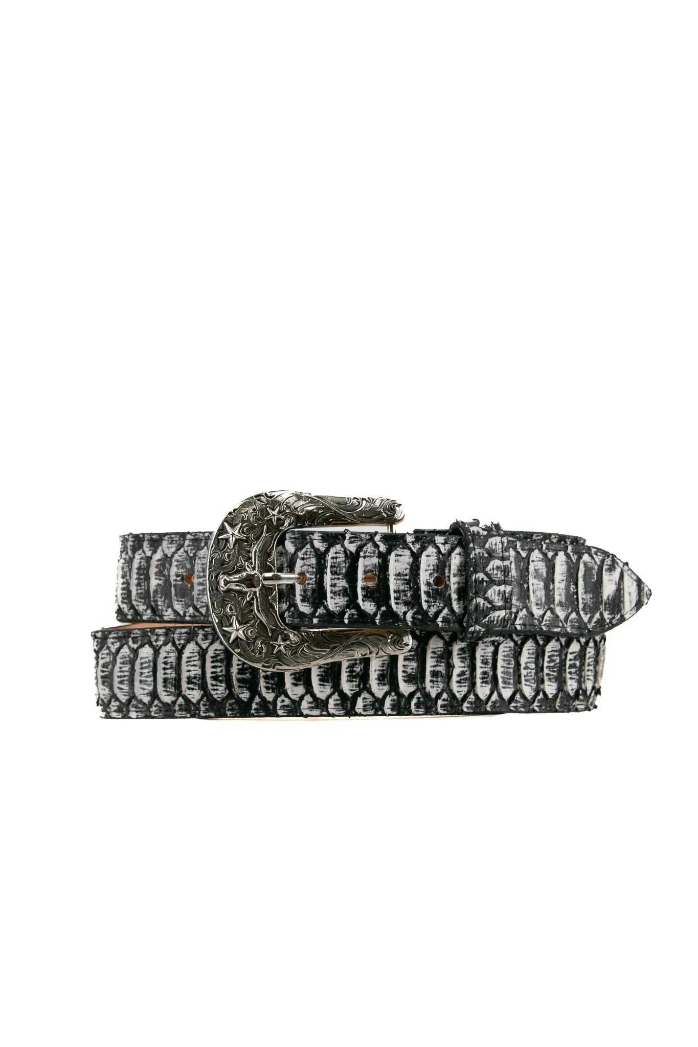 Black Python Longhorn X Buckle Cowboy Belt - Image 3