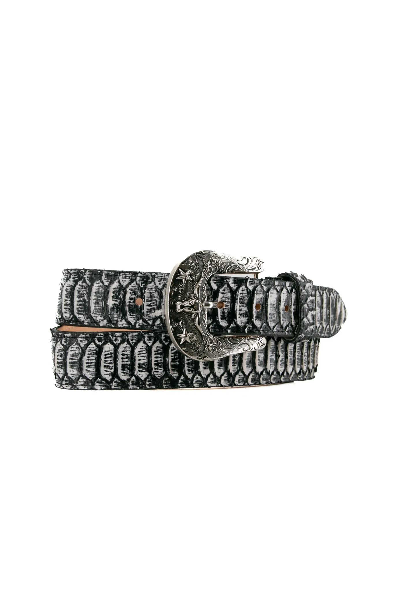 Black Python Longhorn X Buckle Cowboy Belt - Image 4