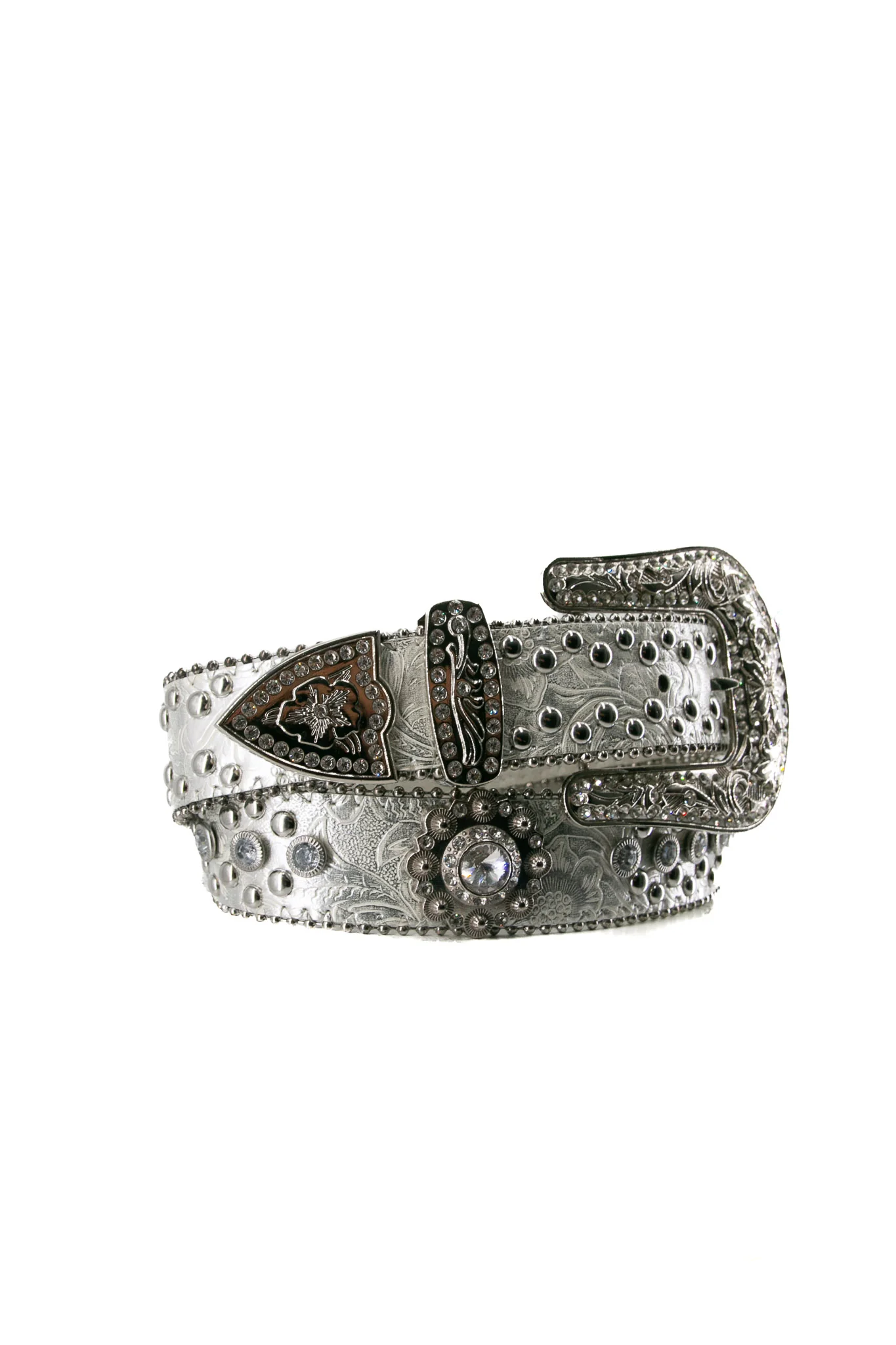 Blazin Roxx Floral Silver Rhinestone Cowgirl Belt - Image 2