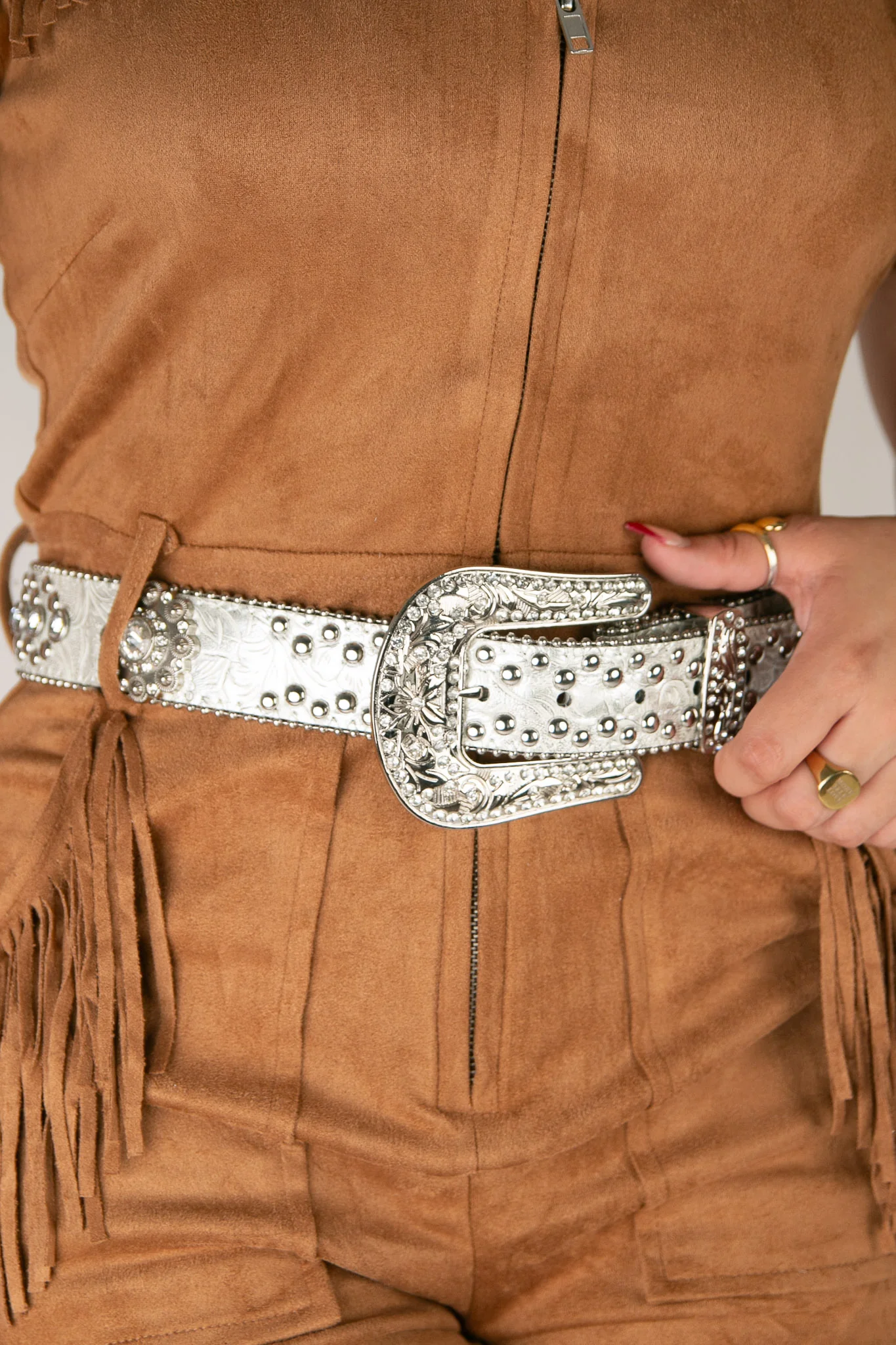 Blazin Roxx Floral Silver Rhinestone Cowgirl Belt - Image 3