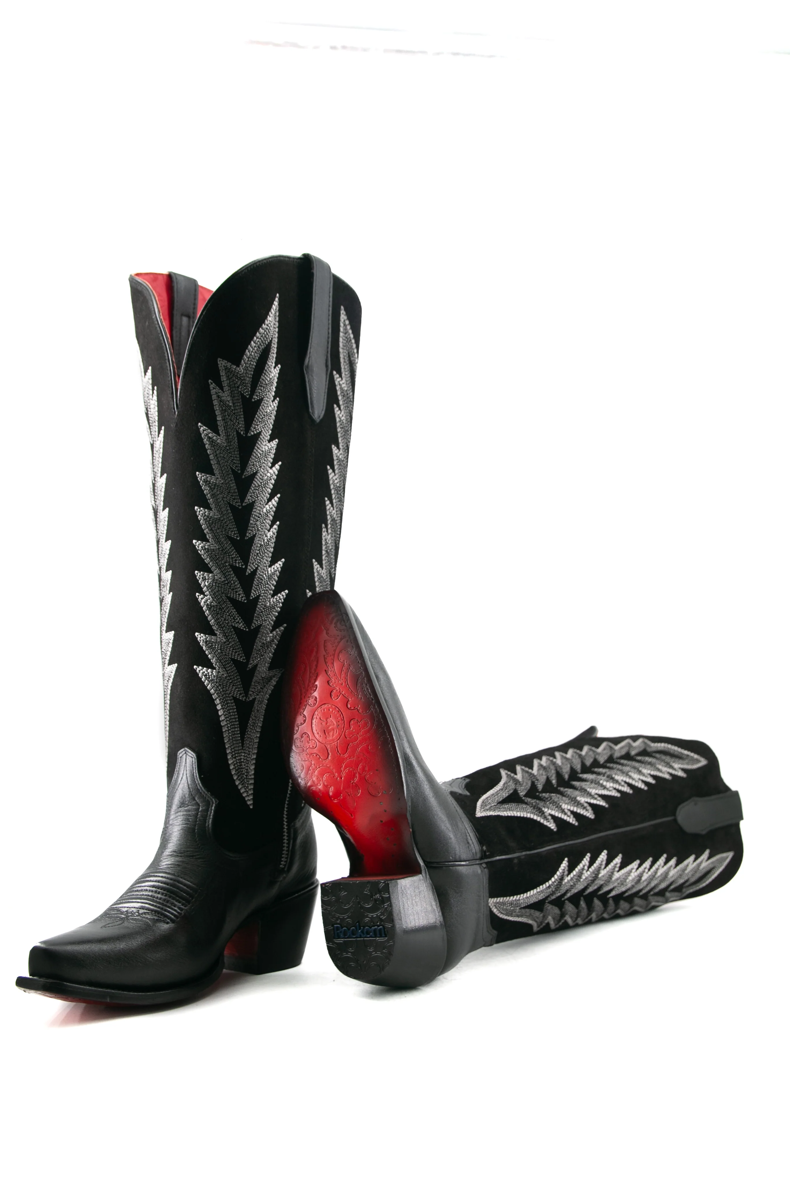 Brianna Tall Red Bottom Wide Calf Snip Toe Cowgirl Boot - Image 2