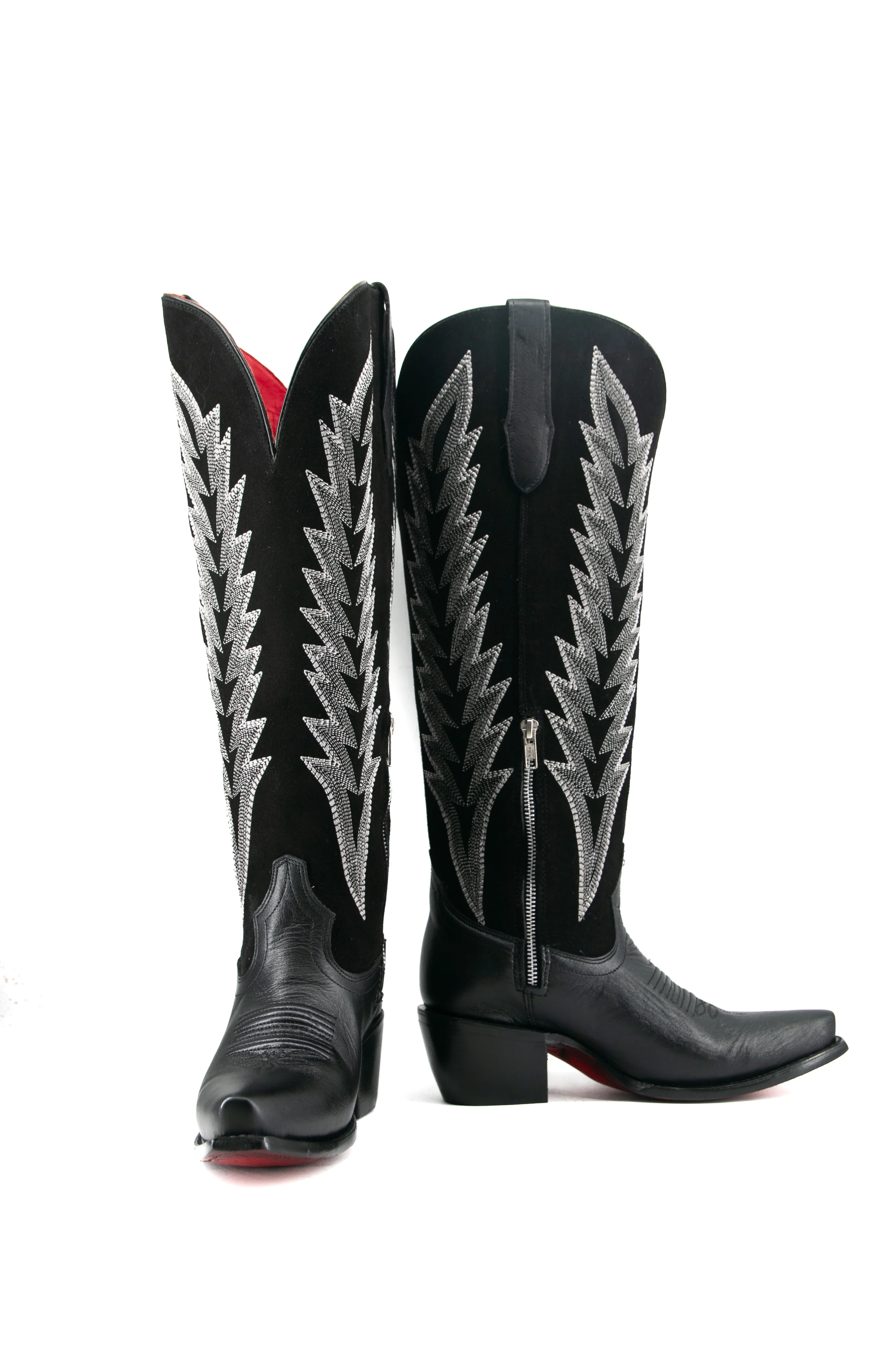 Brianna Tall Red Bottom Wide Calf Snip Toe Cowgirl Boot - Image 5