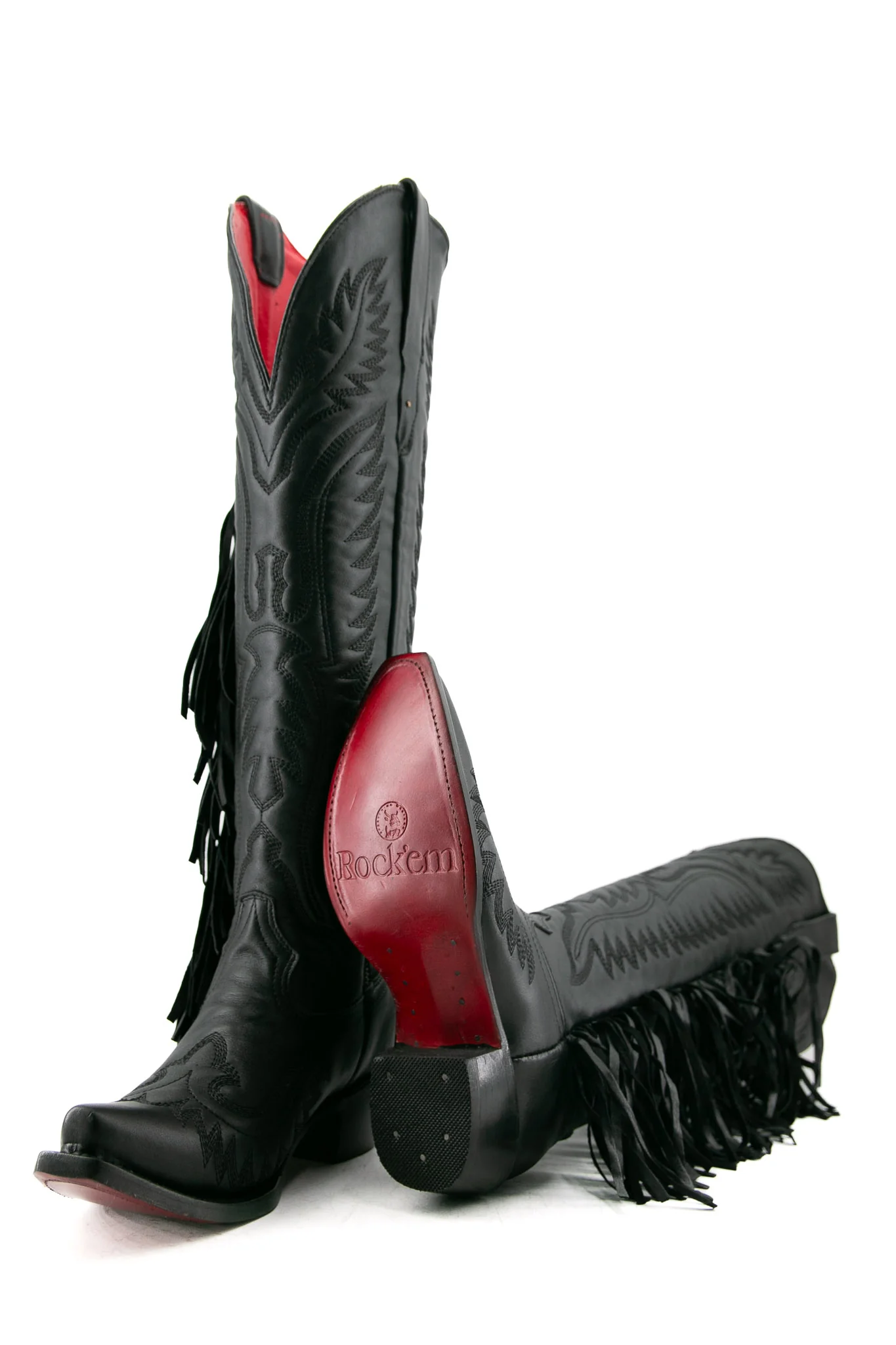 Briseida Fringe Tall Red Bottom Snip Toe Cowgirl Boot - Image 10