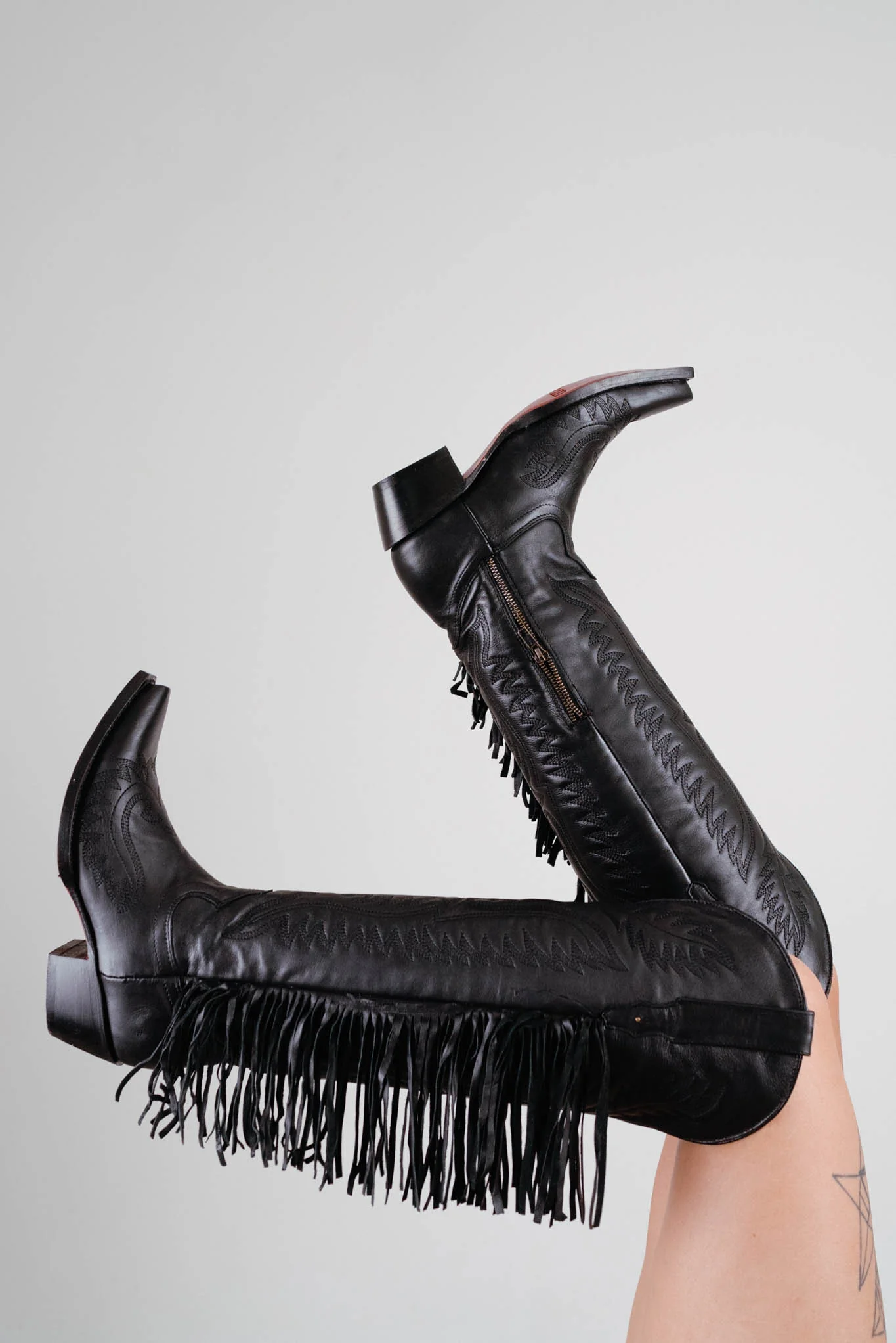 Briseida Fringe Tall Red Bottom Snip Toe Cowgirl Boot - Image 12