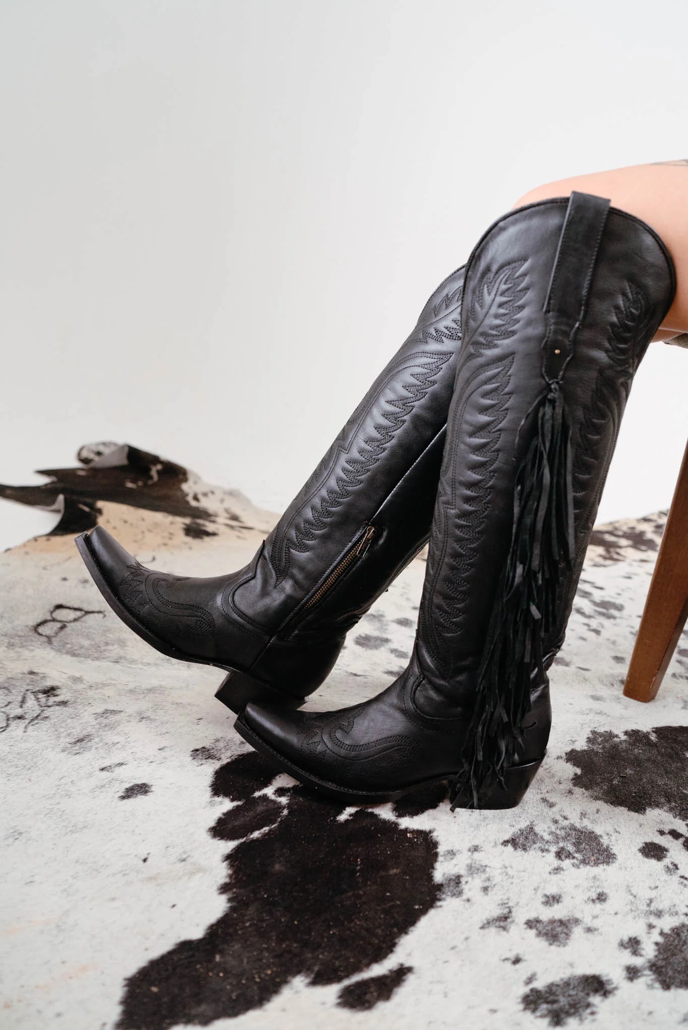Briseida Fringe Tall Red Bottom Snip Toe Cowgirl Boot - Image 13