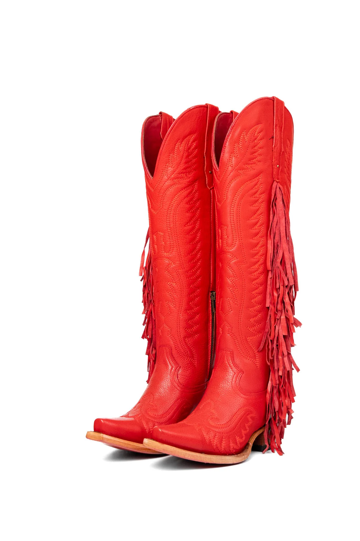 Briseida Fringe Tall Red Bottom Snip Toe Cowgirl Boot - Image 16