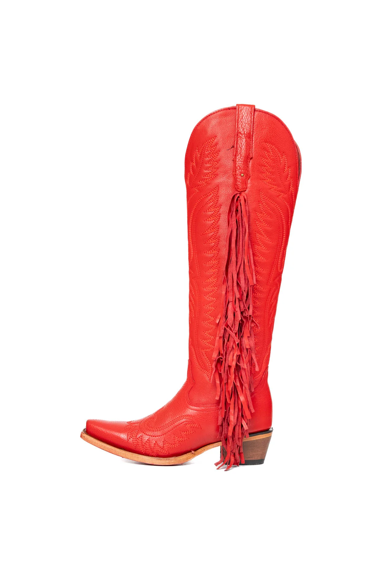 Briseida Fringe Tall Red Bottom Snip Toe Cowgirl Boot - Image 17