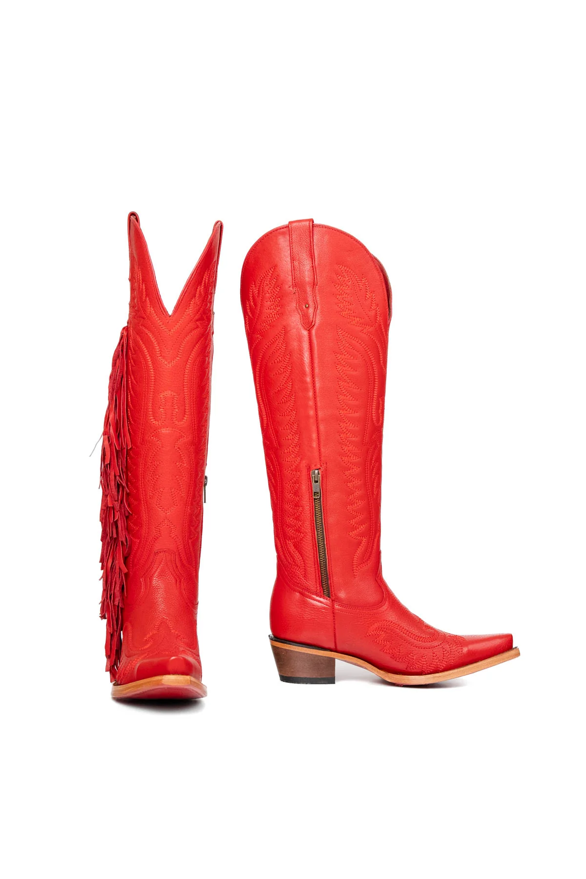 Briseida Fringe Tall Red Bottom Snip Toe Cowgirl Boot - Image 19