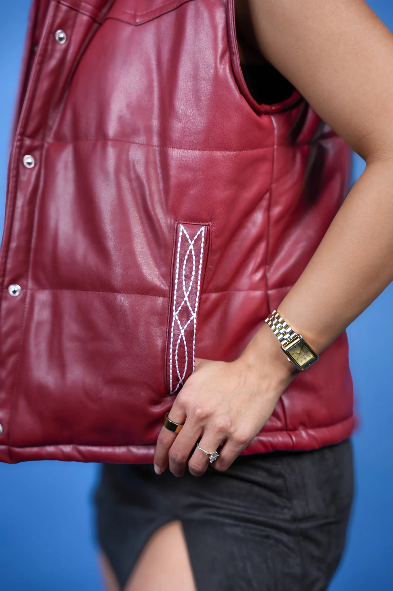Modern Boot Stitch Leather Vest - Image 5
