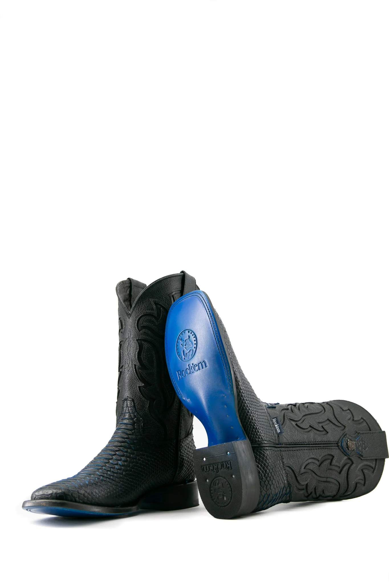 Bruce Python Blue Bottom Square Toe Cowboy Boot - Image 4