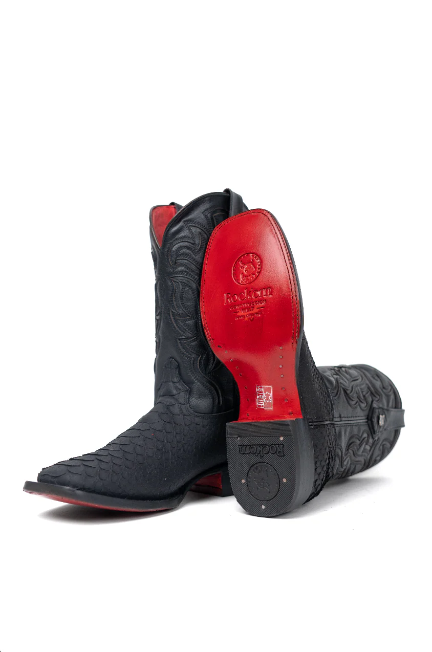 Bruce Mini Shelby Python Red Bottom Square Toe Cowboy Boot - Image 4