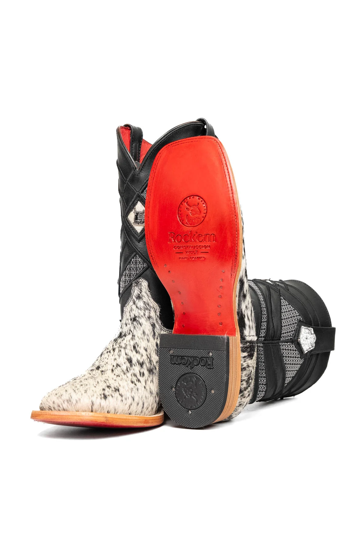 Prescott Cowhide Red Bottom Square Toe Cowboy Boot Size 7.5 Box RM20 - Image 2
