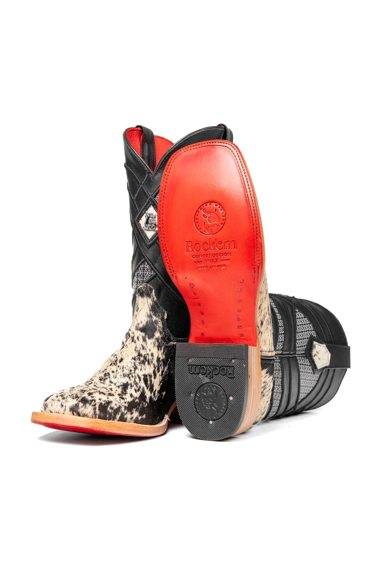 Prescott Cowhide Red Bottom Square Toe Cowboy Boot Size 7 Box RM15 - Image 2