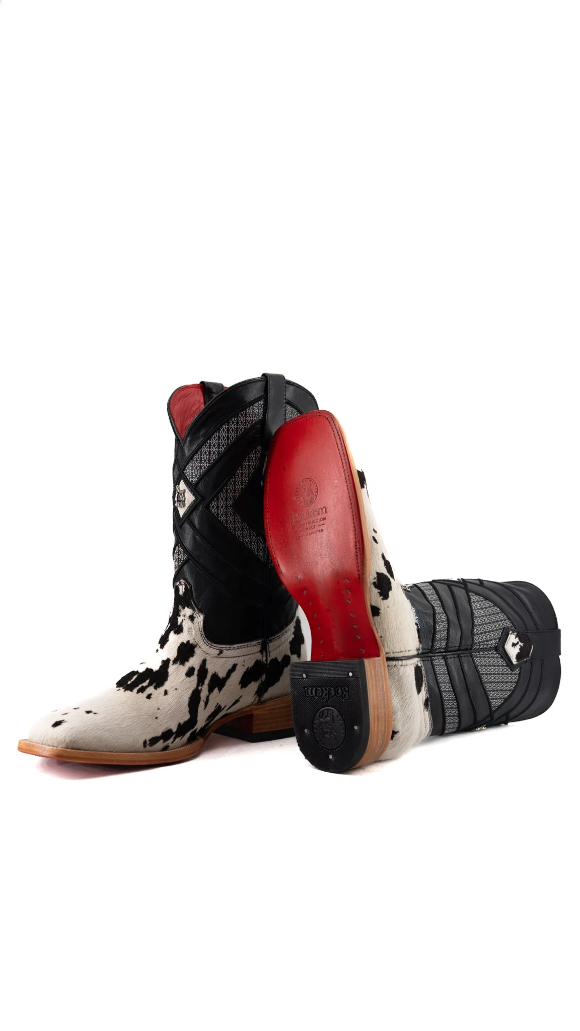 Prescott Cowhide Red Bottom Square Toe Cowboy Boot Size 9 Box FF19 - Image 2