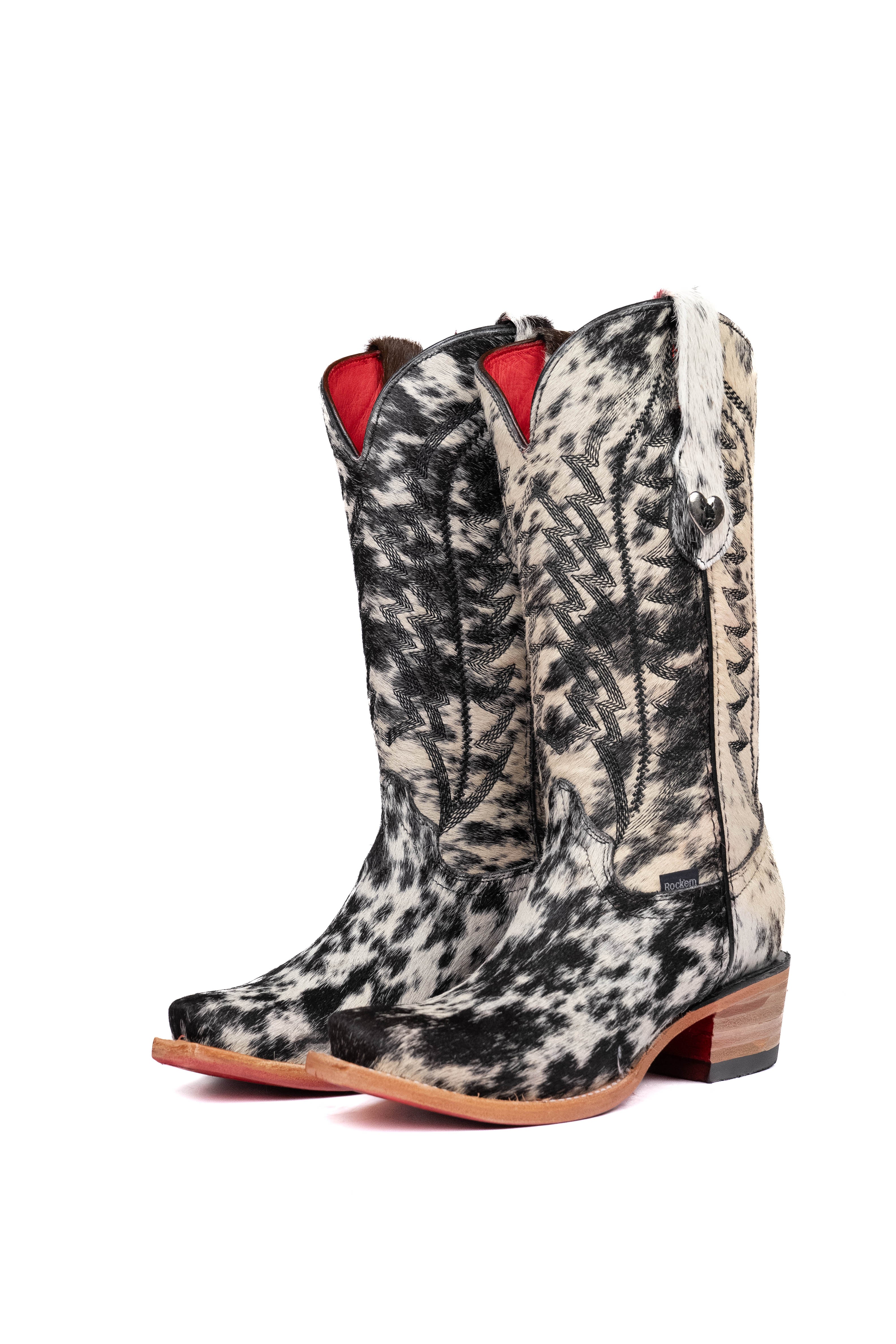 Charlotte Cowhide Red Bottom Snip Toe Cowgirl Boot Size 5 Box VW30