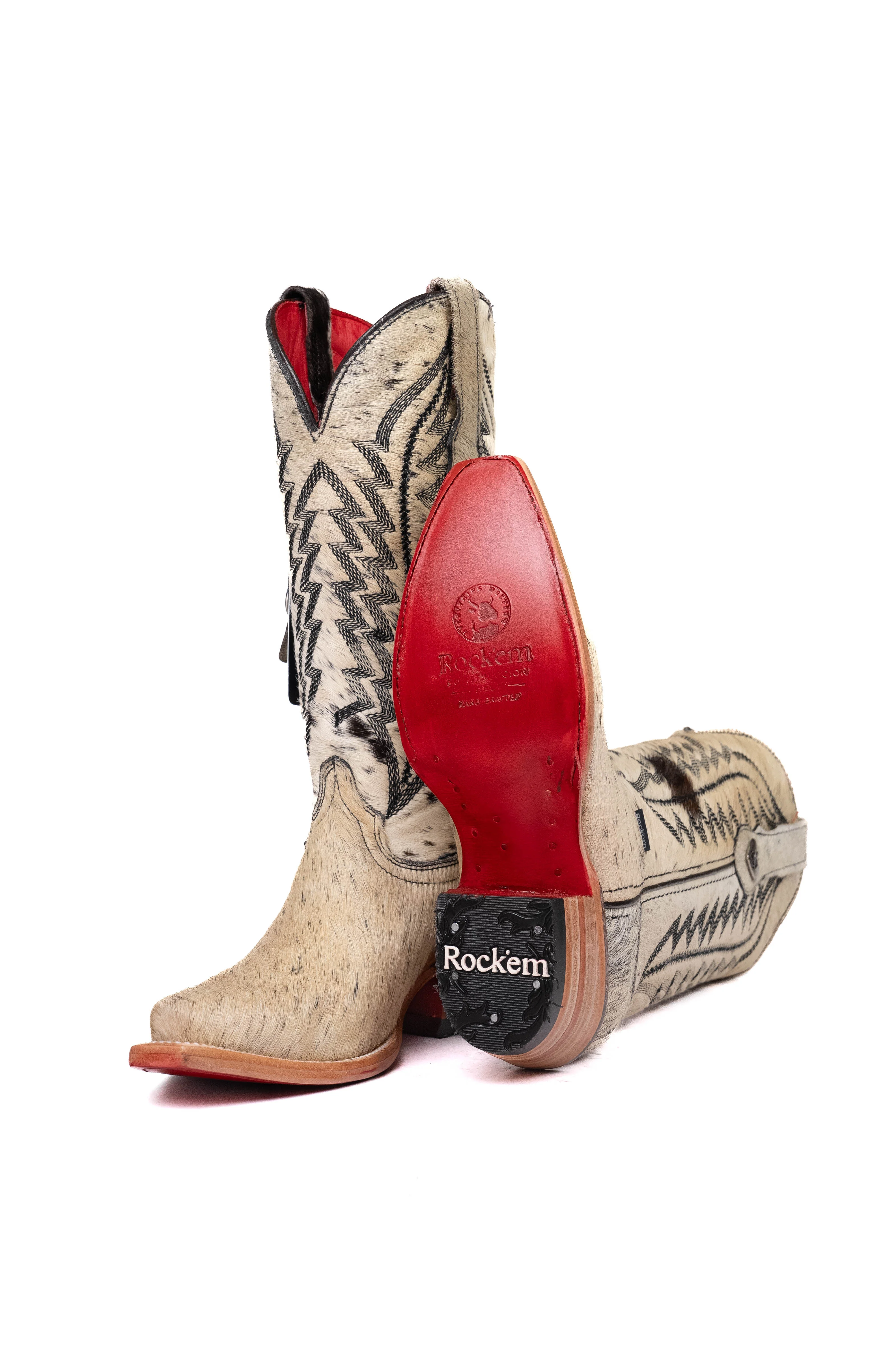 Charlotte Cowhide Red Bottom Snip Toe Cowgirl Boot Size 6.5 Box VW42 - Image 2