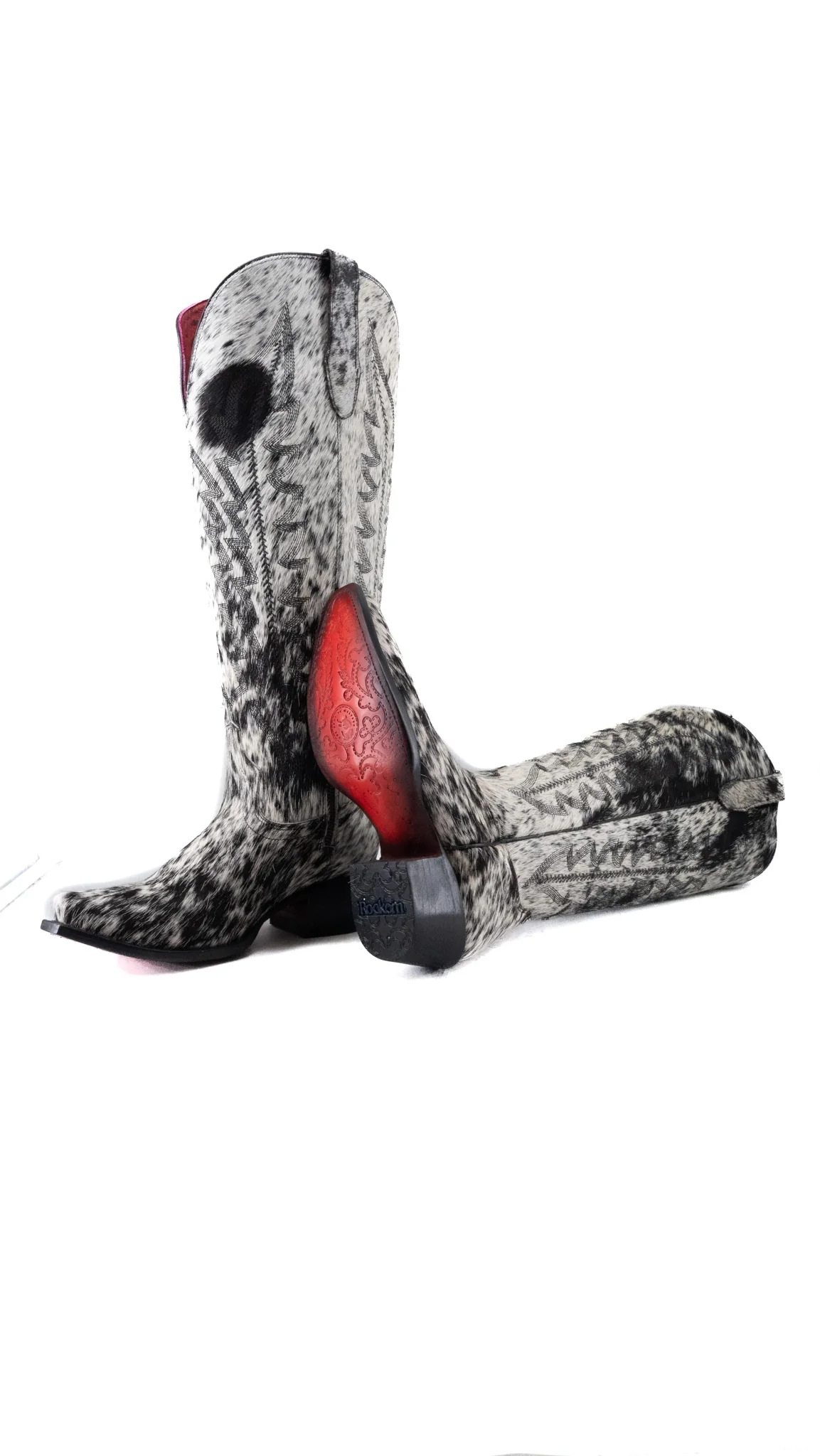 Charlotte Red Bottom Wide Calf Tall Cowgirl Boot Size 7 Box CW71 - Image 2