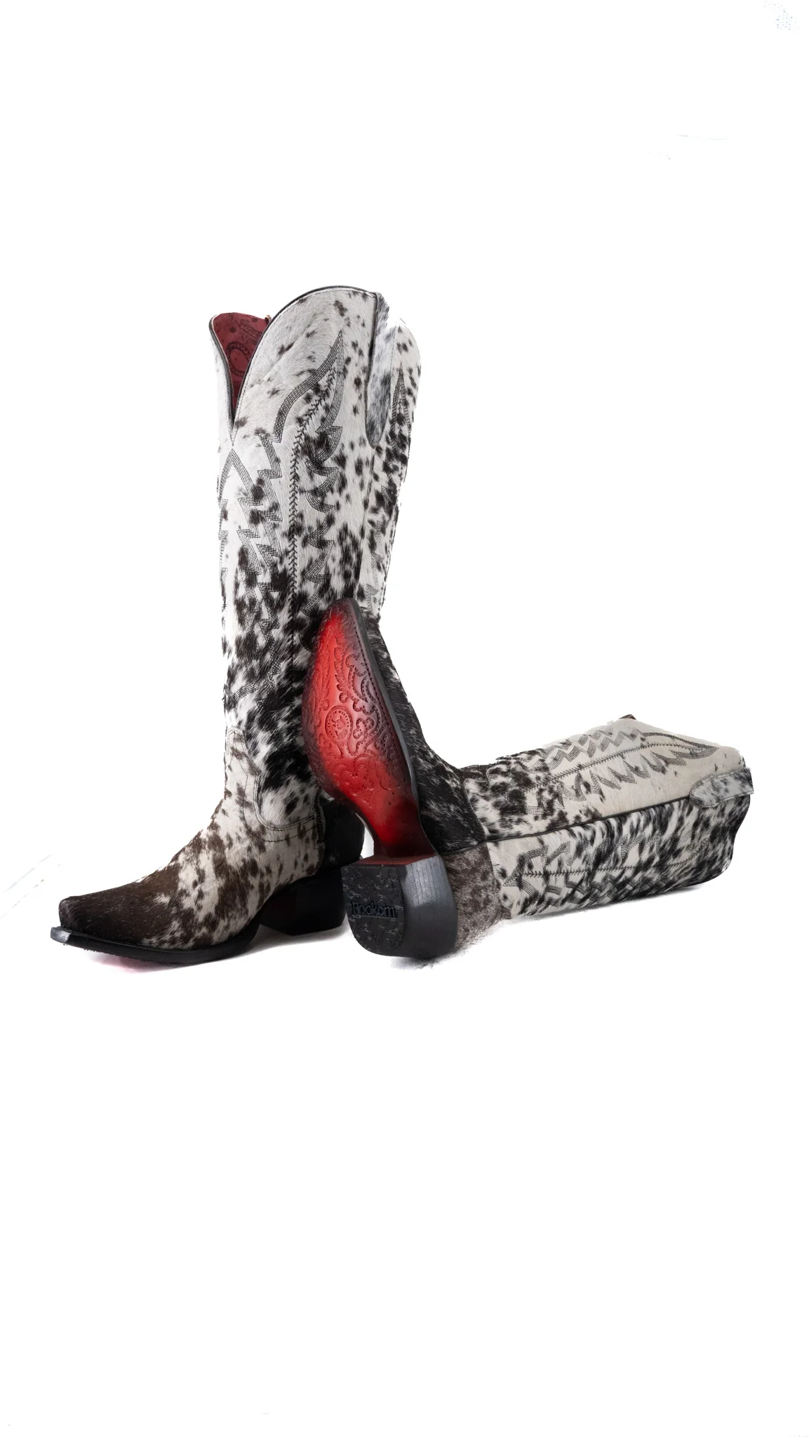 Charlotte Red Bottom Wide Calf Tall Cowgirl Boot Size 8.5 Box CW73 - Image 2