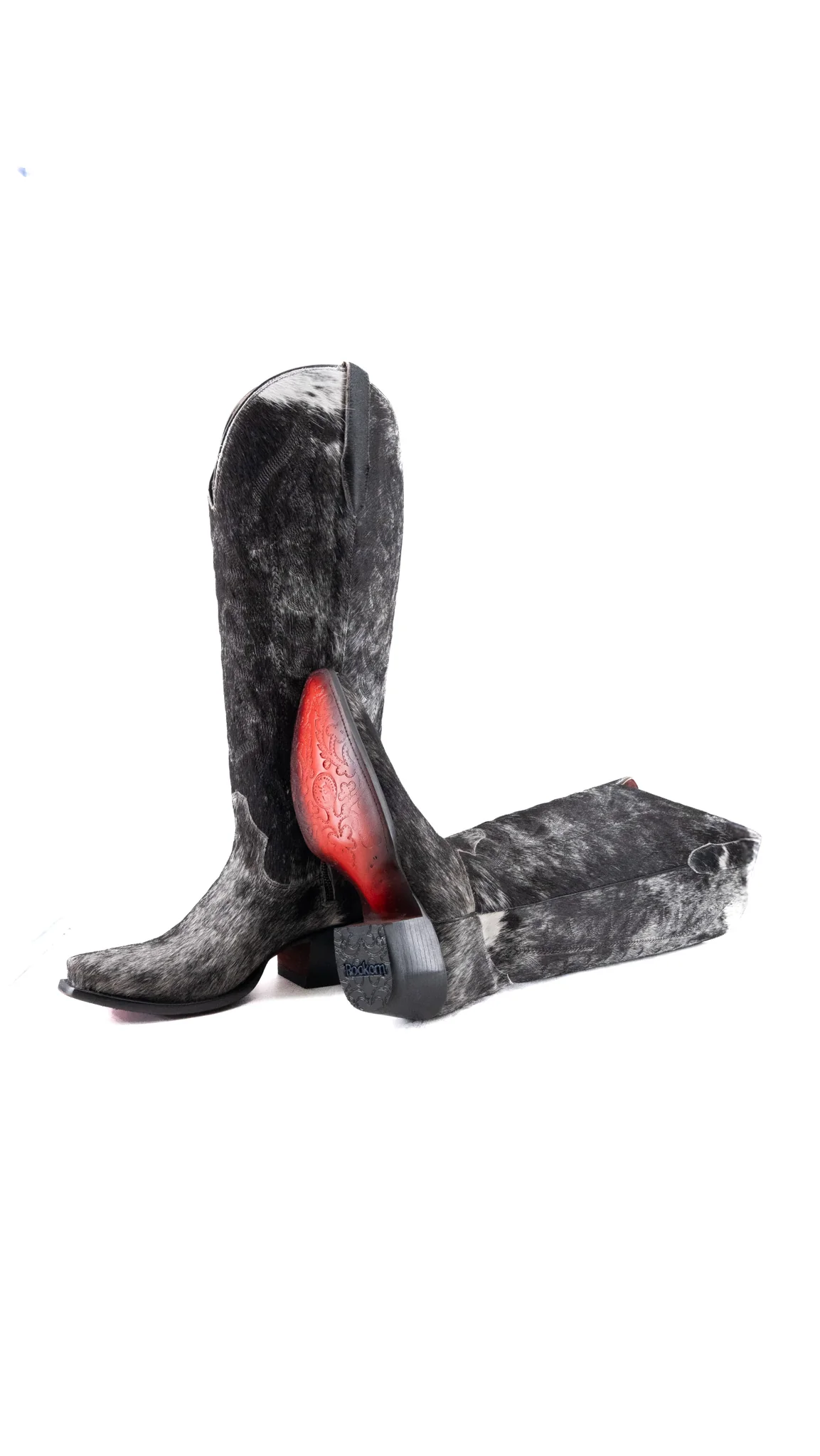 Charlotte Red Bottom Wide Calf Tall Cowgirl Boot Size 9.5 Box CW76 - Image 2