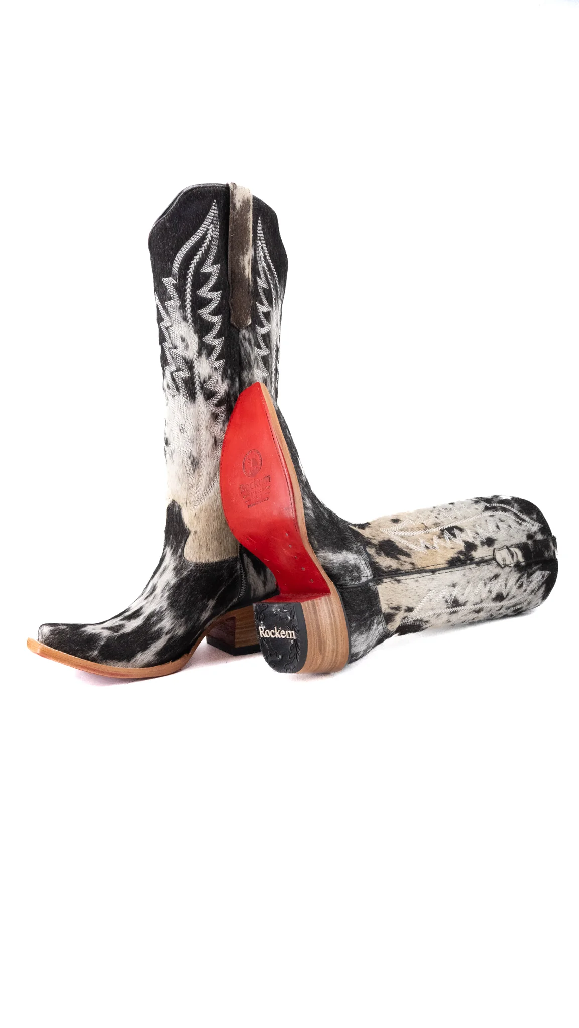 Charlotte Tall Red Bottom Cowhide Snip Toe Cowgirl Boot Size 8 Box CW23 - Image 2