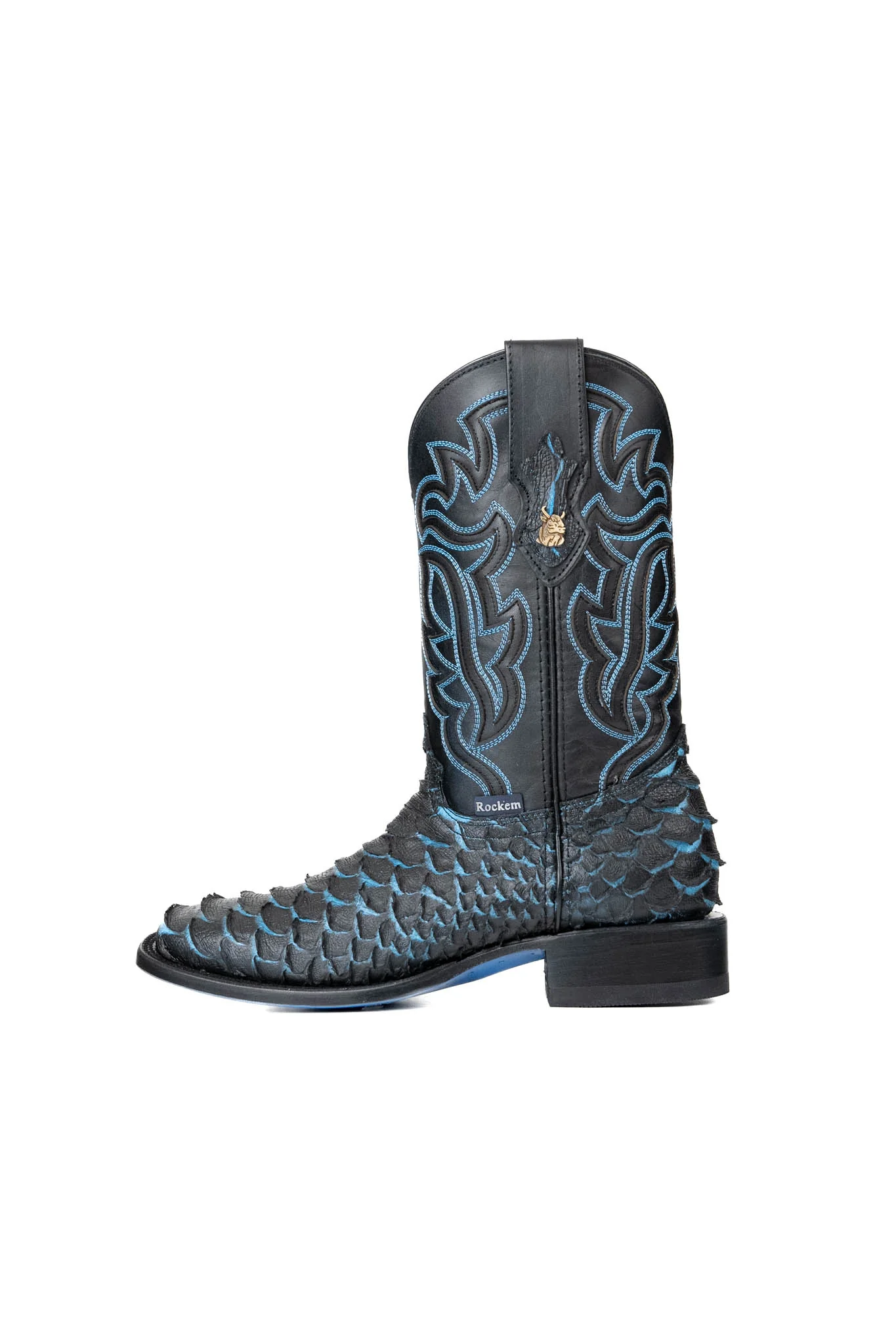 Bruce Jumbo Python Blue Bottom Square Toe Cowboy Boot - Image 2