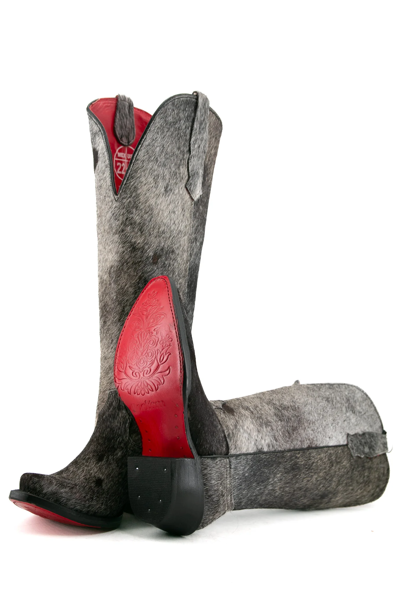 Cowhide Red Bottom Wide Calf Friendly Tall Cowgirl Boot Size 5 Box DW1 - Image 2