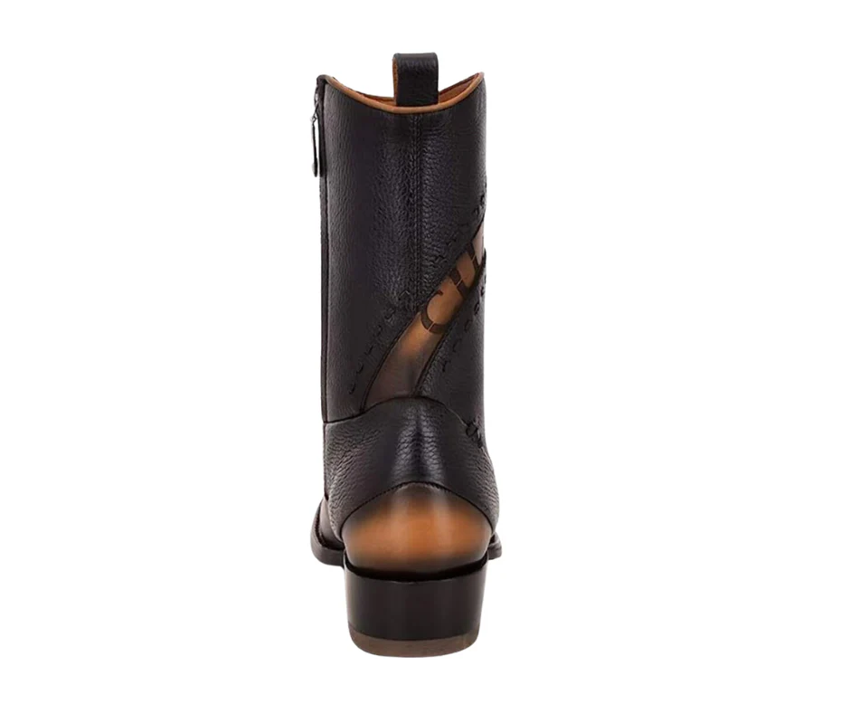 Cuadra CU559 MN Viena Black Laser & Woven & Zipper Narrow Square Toe - Image 2
