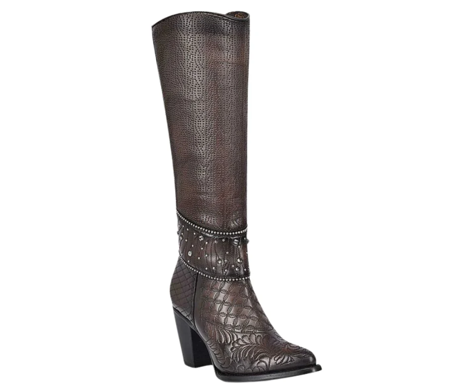 Women Cuadra CU584 LD Black/Brown Embroidery  & Studs Round Toe