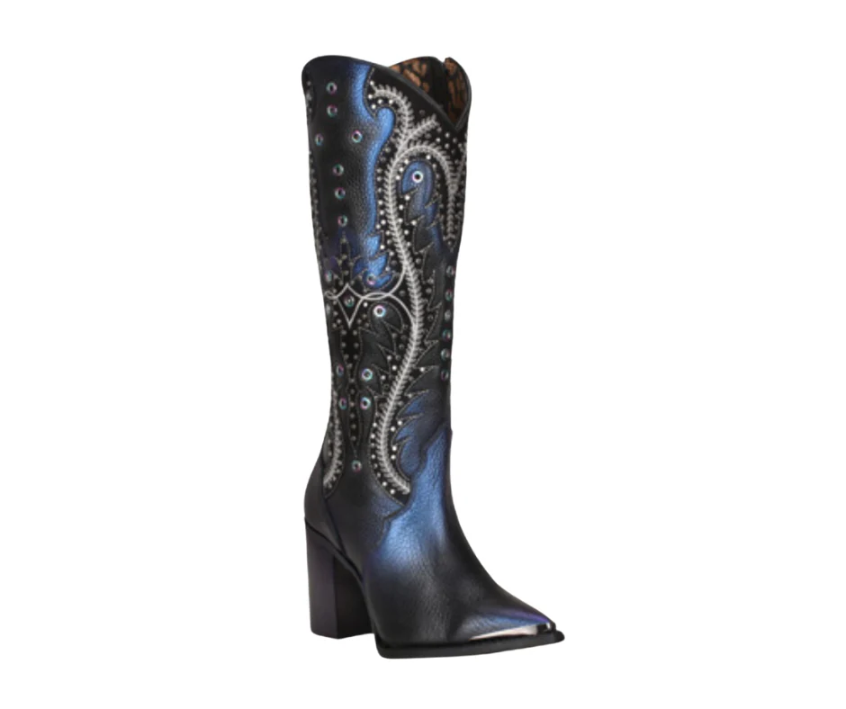 Women Cuadra CU727 LD Black Overlay & Embroidery & Studs Pointed Toe