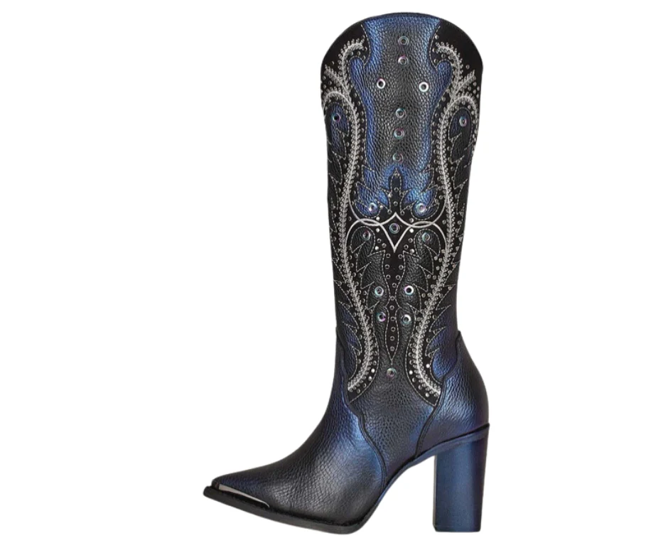 Women Cuadra CU727 LD Black Overlay & Embroidery & Studs Pointed Toe - Image 2