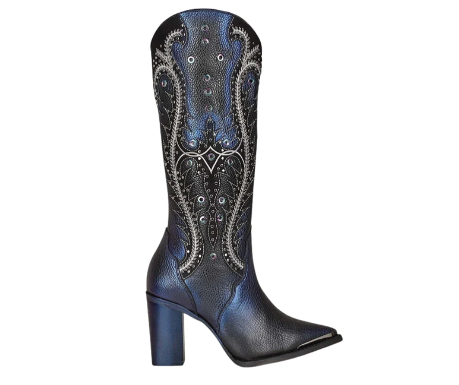 Women Cuadra CU727 LD Black Overlay & Embroidery & Studs Pointed Toe - Image 4
