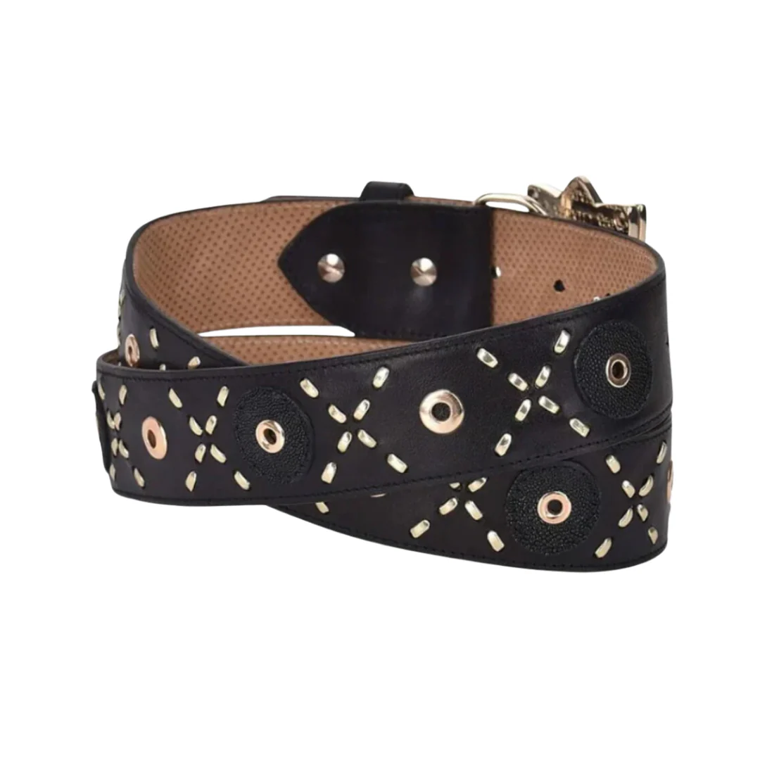 Cuadra BC250 LD Black Stingray Studs & Woven Belt - Image 2