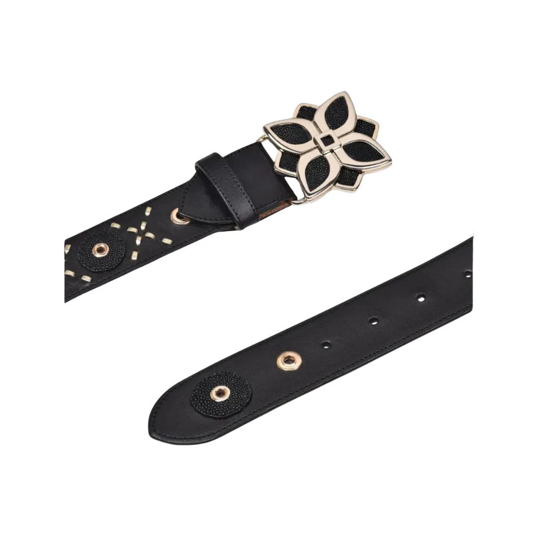 Cuadra BC250 LD Black Stingray Studs & Woven Belt - Image 3