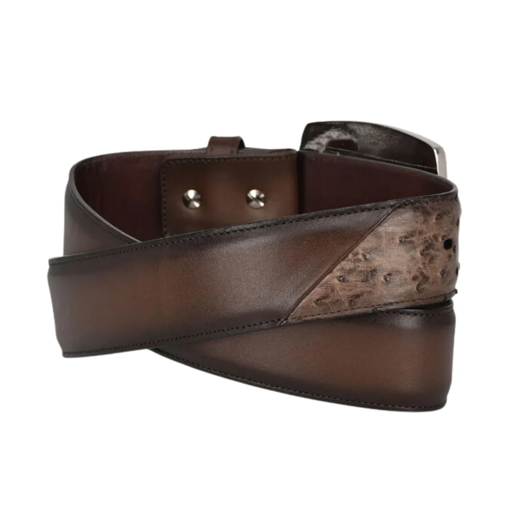Cuadra BC321 MN Brown Ostrich Exotic Strip Belt - Image 2