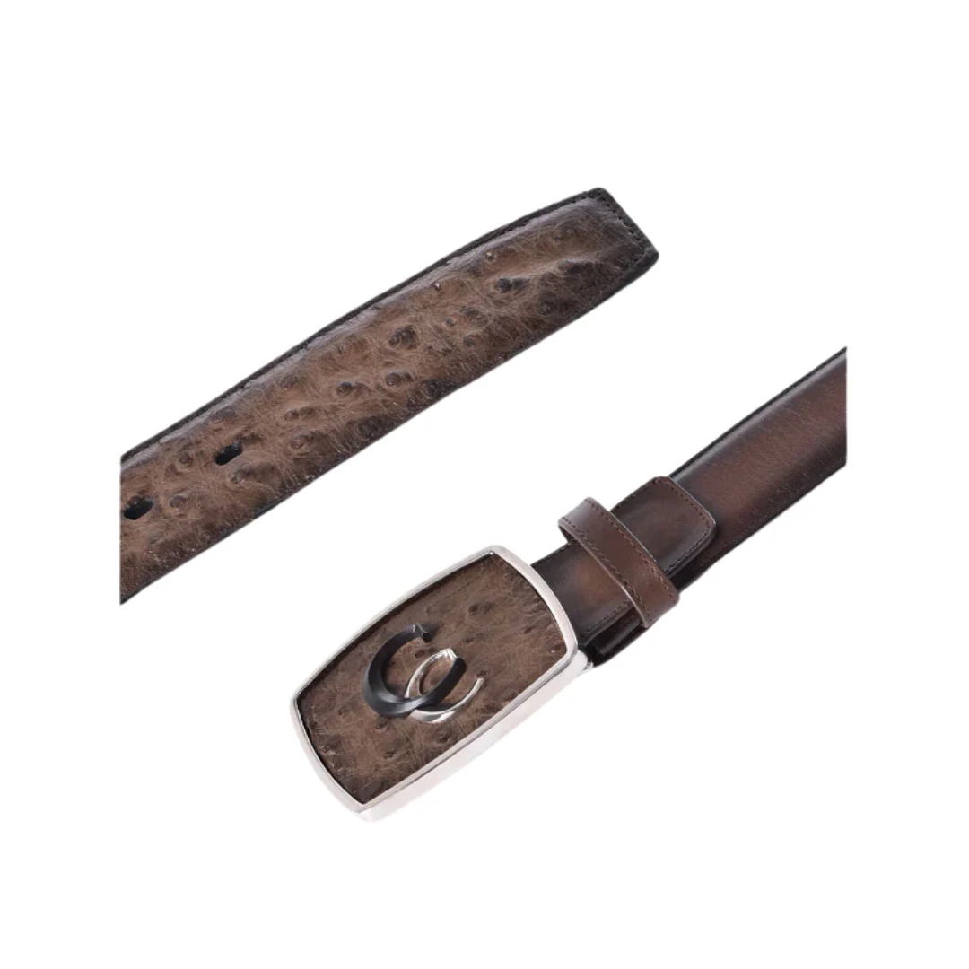 Cuadra BC321 MN Brown Ostrich Exotic Strip Belt - Image 3
