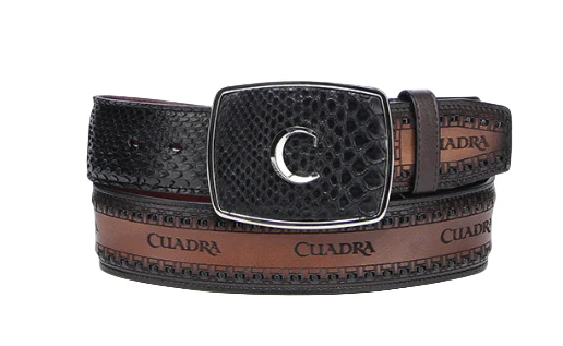 Cuadra BC378 MN Black Python Laser & Woven Belt